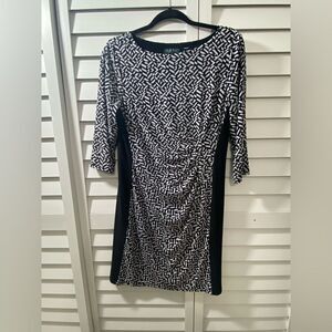 belk black and white dresses Black/White Colorblock Asymmetrical Dress Esm New York